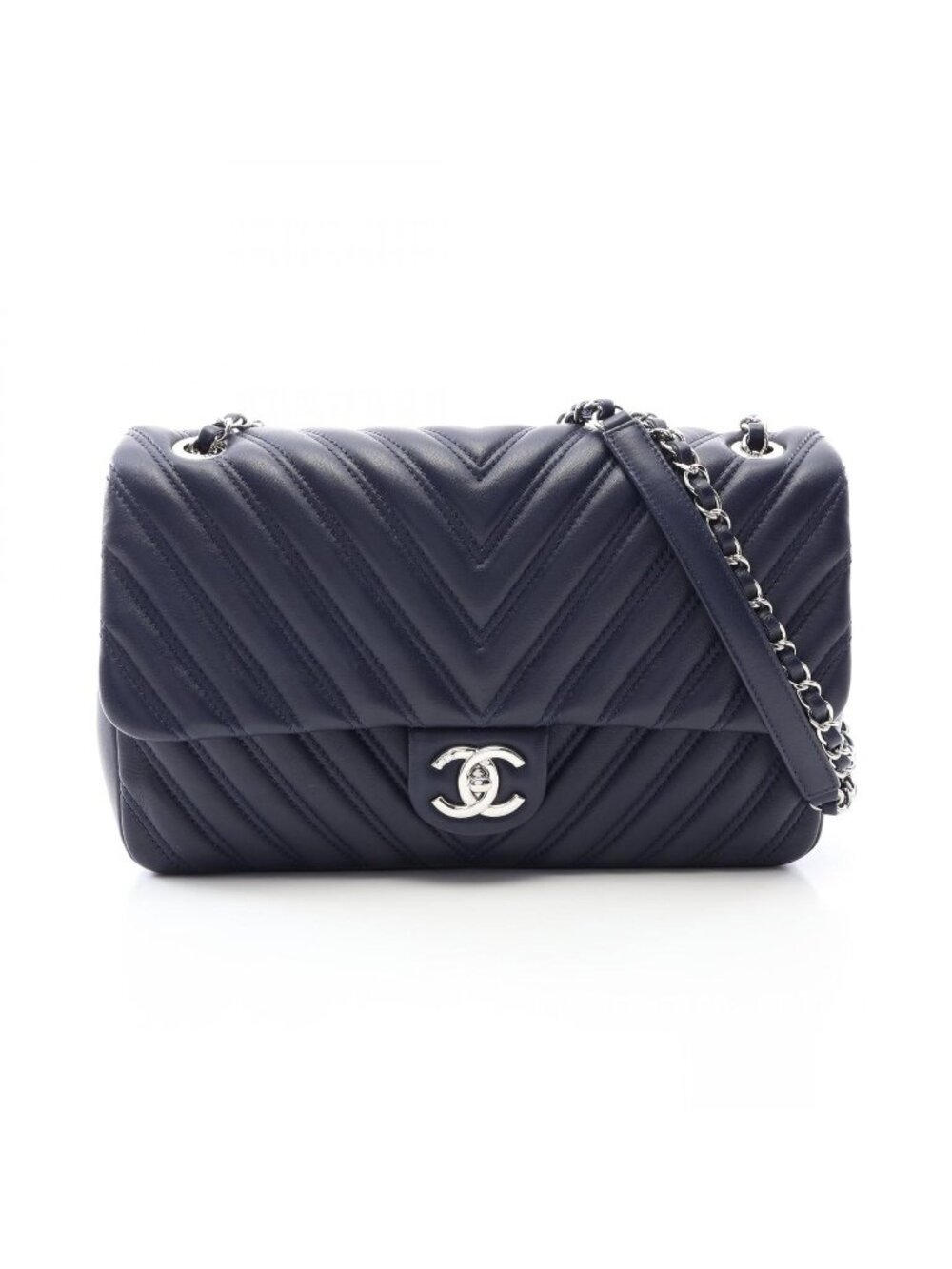 Chanel Shoulder Bag Chain Navy Lambskin